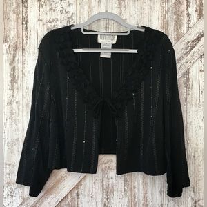 JulianTaylor Vintage Sequin 3/4 Sleeve Bolero with Ruffle Neckline